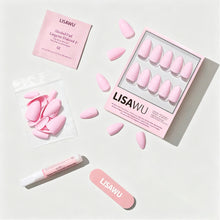 Pink Poise press-on nails - almond shape, short length