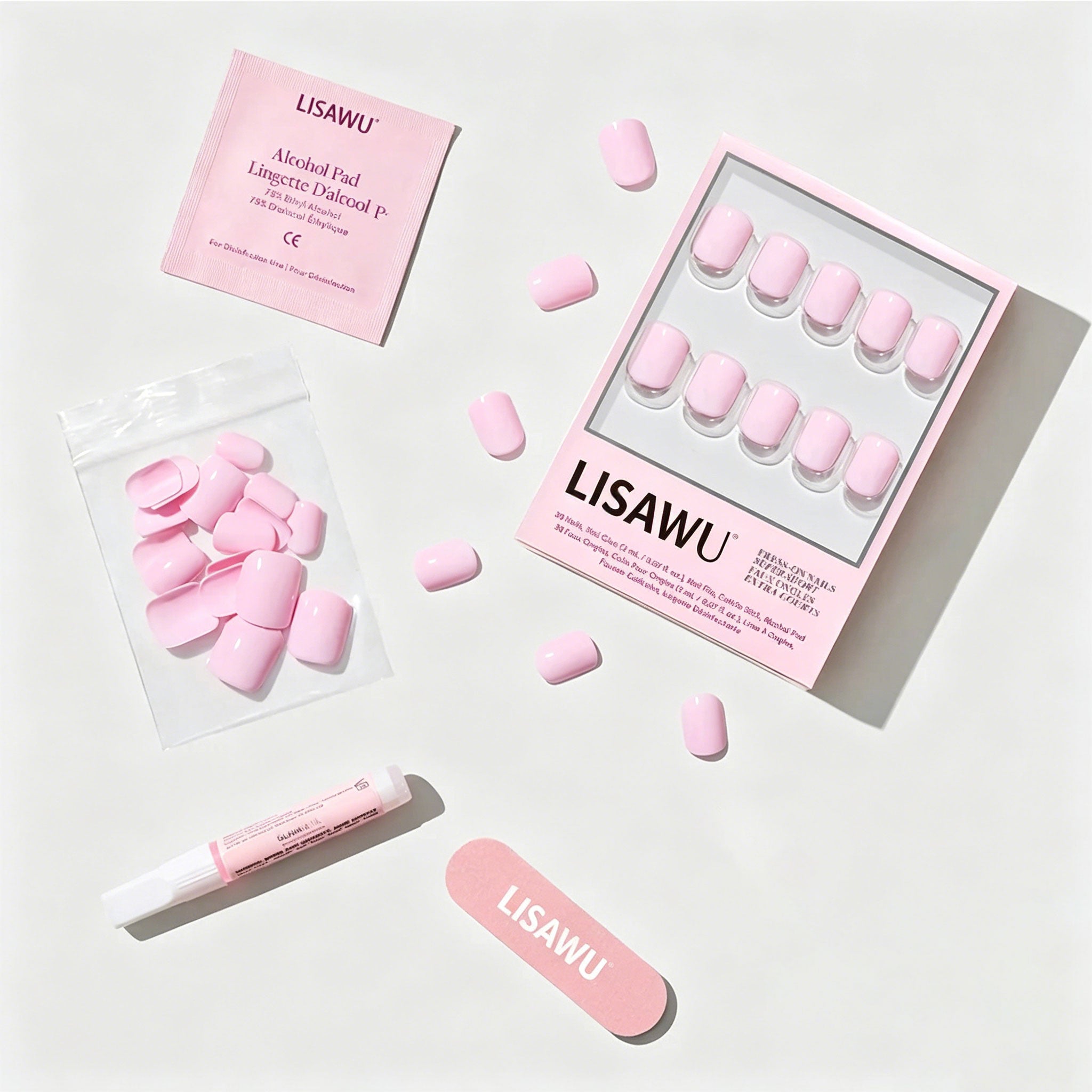 Pink Pop press-on nails with glossy finish