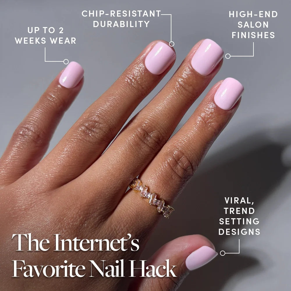 Pink Pop press-on nails - super short shape, super short length