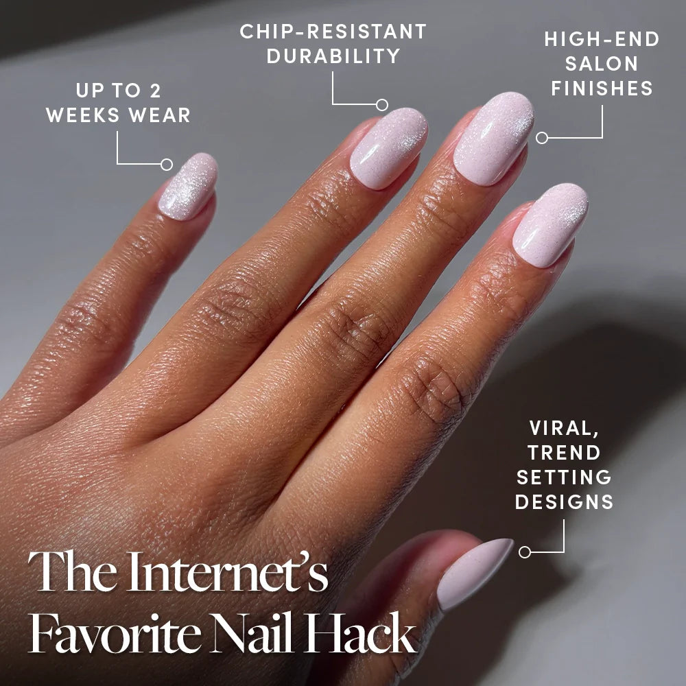 Pink Whisper press-on nails with velvet finish