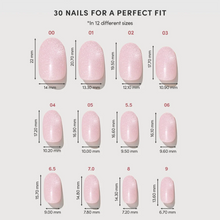 Pink Whisper press-on nails - round shape, short length