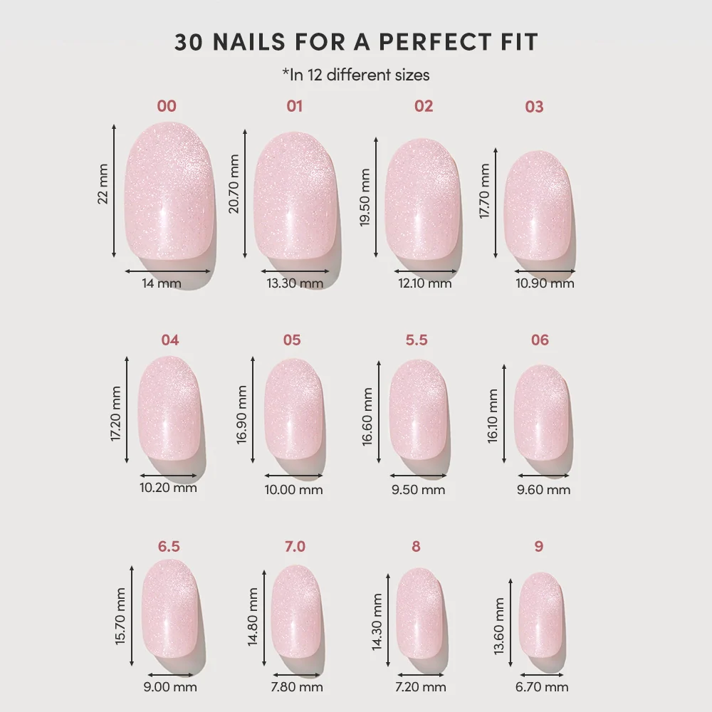 Pink Whisper press-on nails - round shape, short length