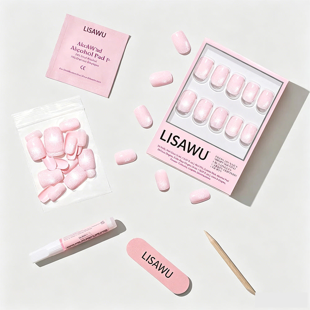 Pinky Promise press-on nails in white shade