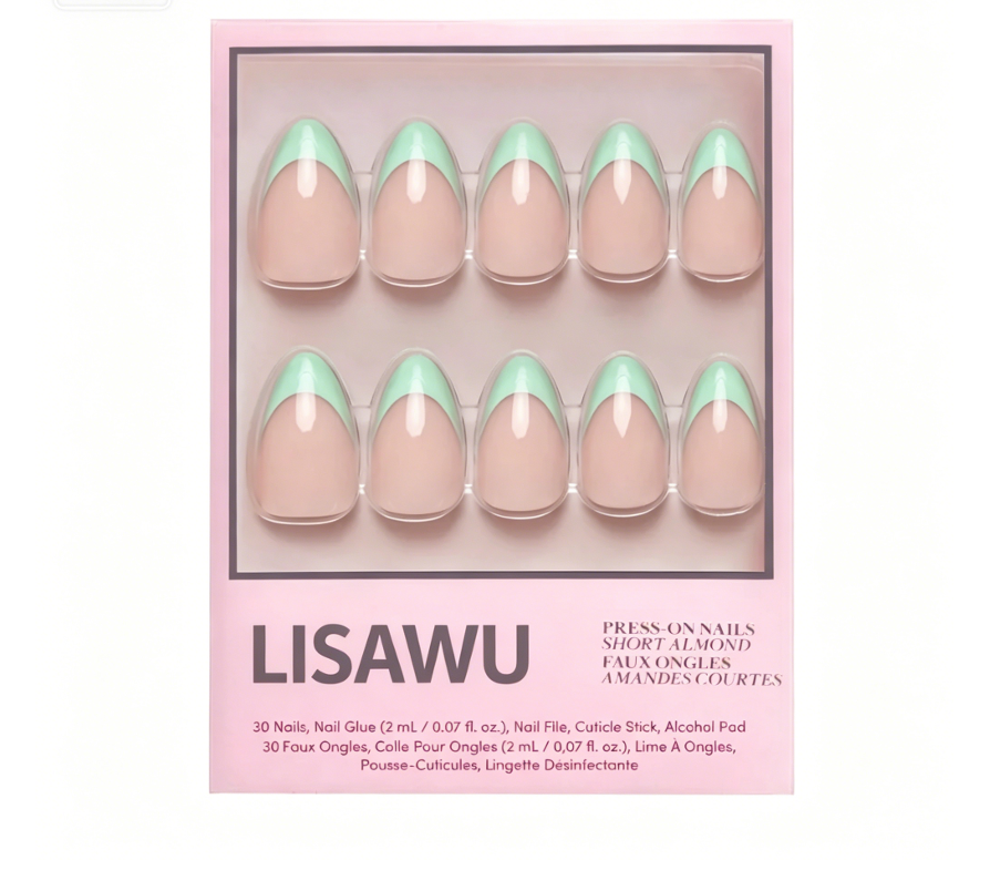 Pistachio Crème press-on nails in green shade