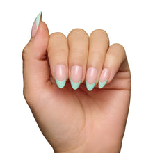 Pistachio Crème press-on nail design - french tip style detail