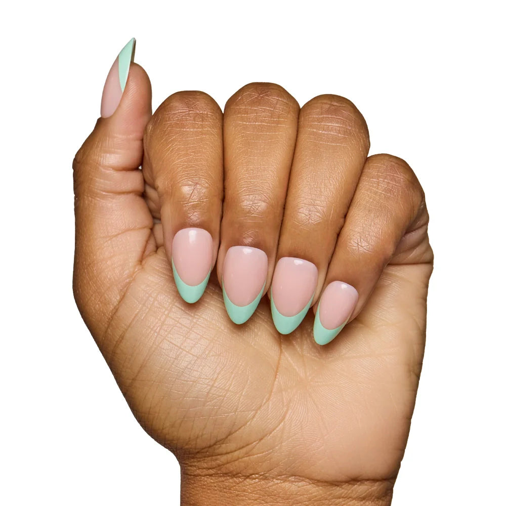 Pistachio Crème press-on nails - almond shape, short length