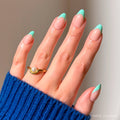 Pistachio Crème press-on nails in blue shade