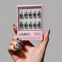Platinum press-on nails - almond shape, short length