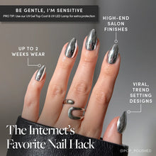 Platinum press-on nails with metallic chrome finish