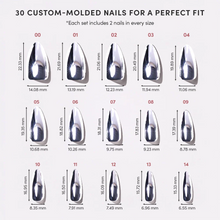 Platinum press-on nails - almond shape, short length