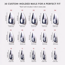 Platinum press-on nails - almond shape, short length