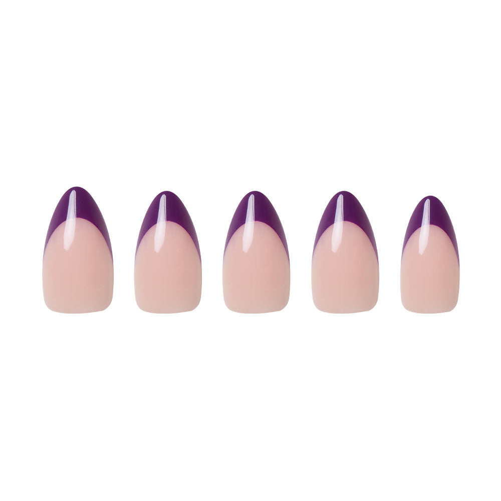 Plum press-on nails - almond shape, short length