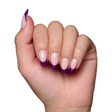 Plum press-on nail design - french tip style detail