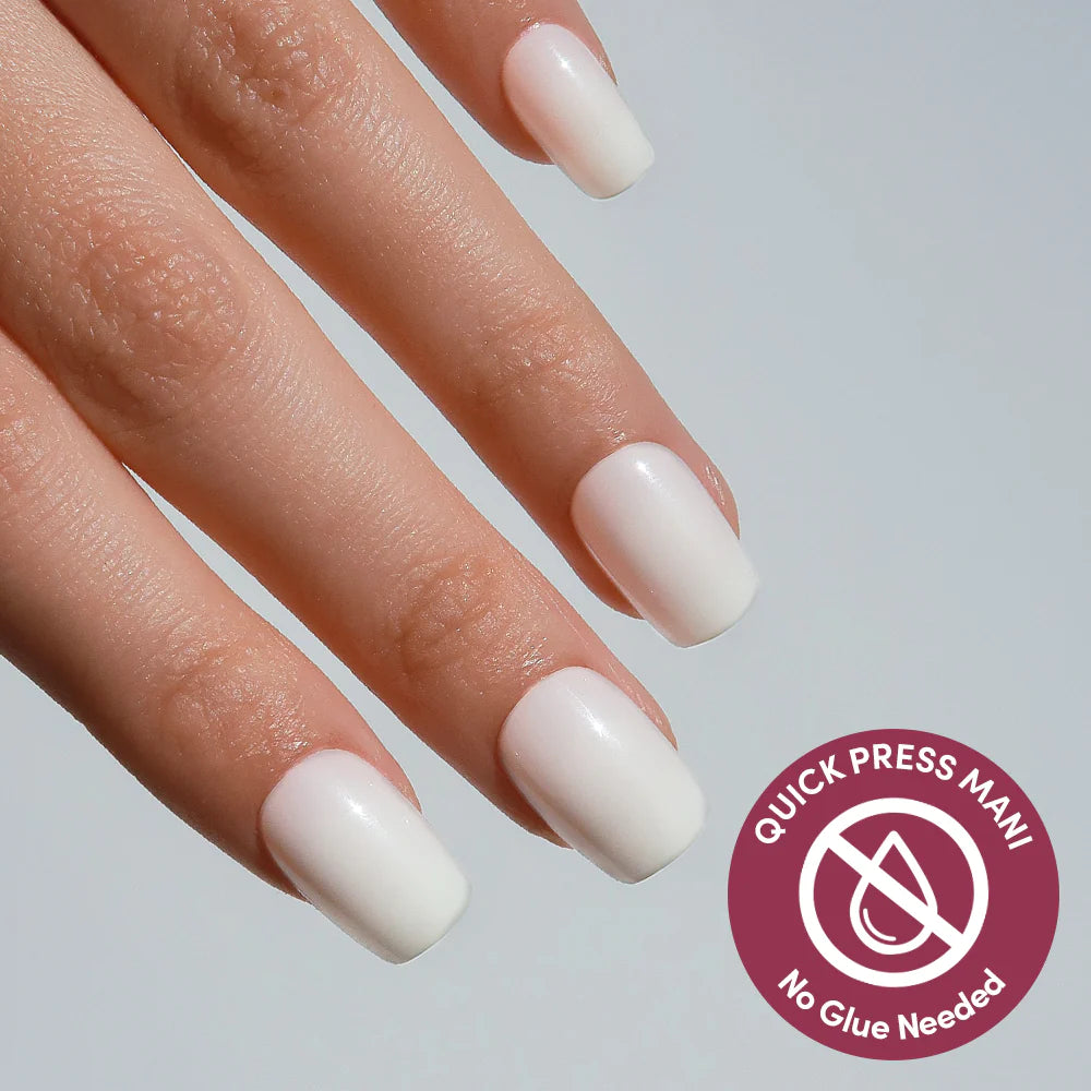 Porcelain press-on nails in white shade
