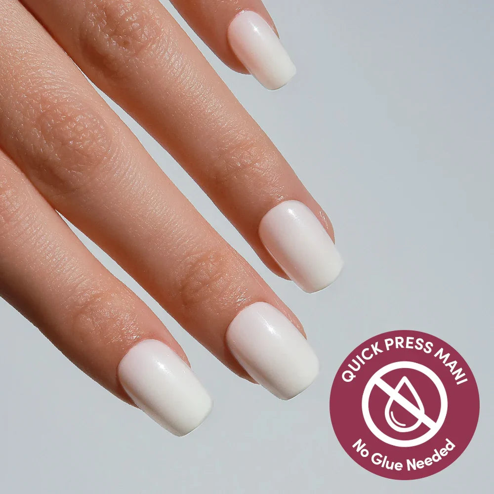 Porcelain press-on nails in white shade