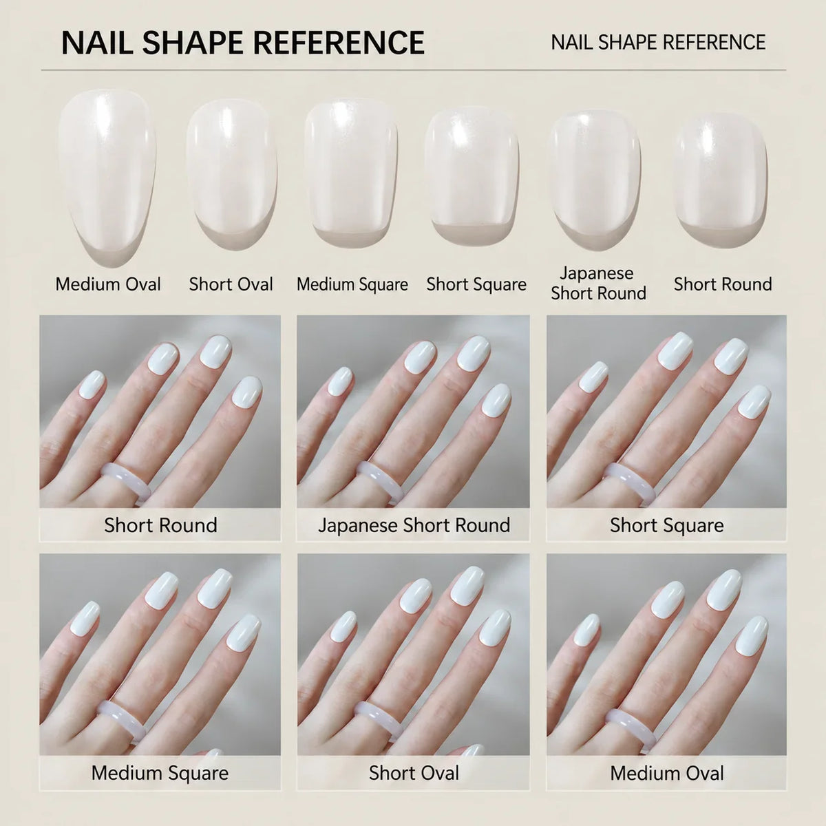 LISAWU press-on nails measuring guide for choosing the right nail size before application.