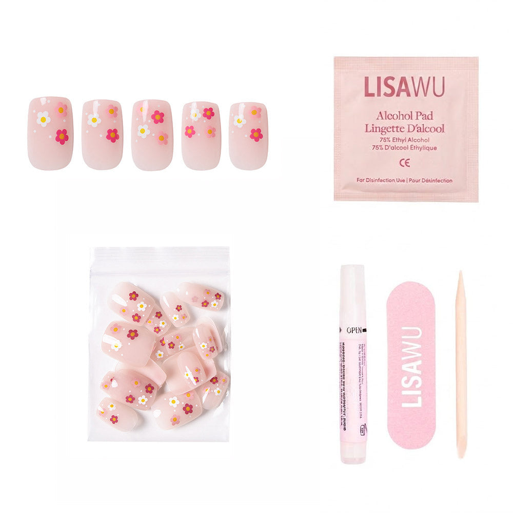 Pretty Bloom press-on nails in white shade