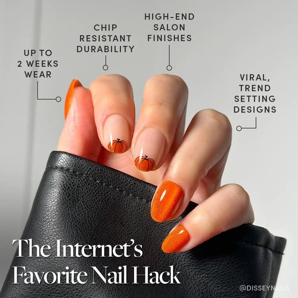 Pumpkin Patch press-on nails - oval shape, short length