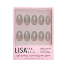 Pure Gray press-on nails with glossy finish