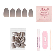 Pure Gray press-on nails - oval shape, short length