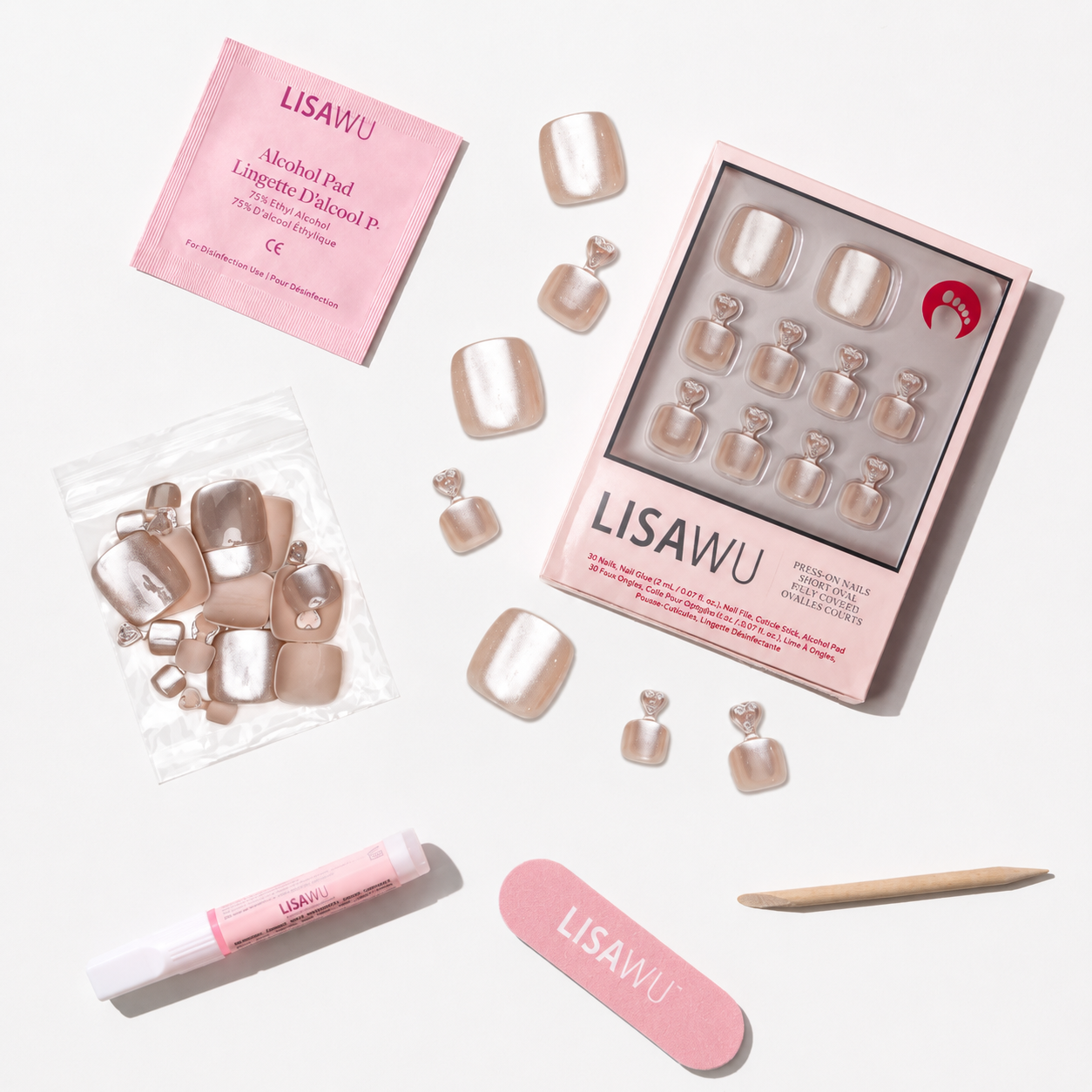 Pure Intentions Toenail press-on nails with velvet finish