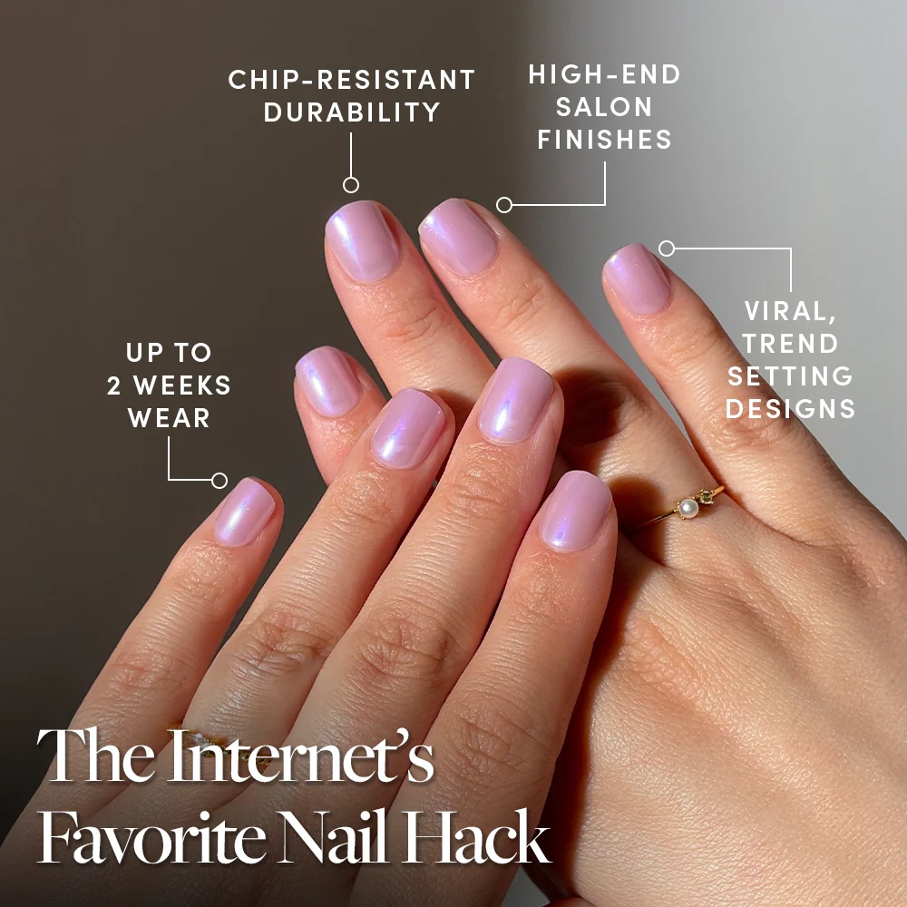 Purple Pixie press-on nail design - glazed style detail