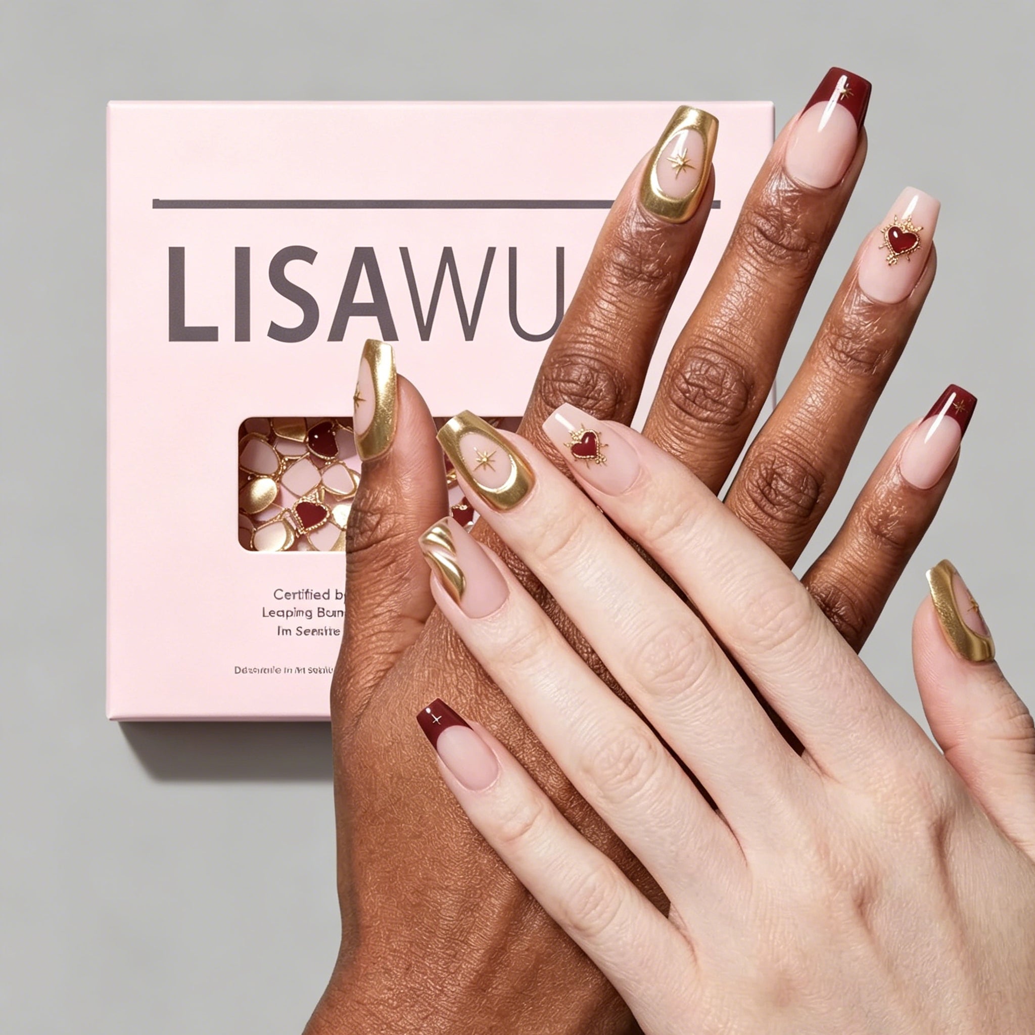 Queen of Hearts press-on nails in nude shade