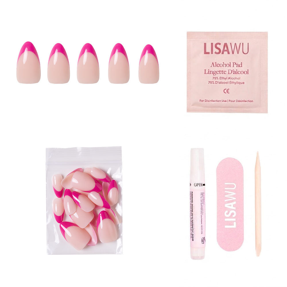 Raspberry Sorbet press-on nails with glossy finish