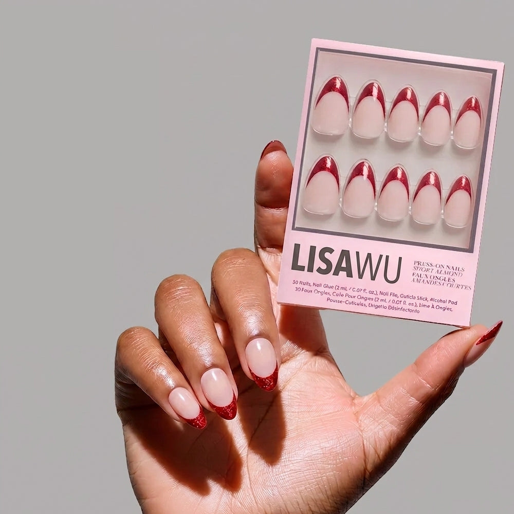 Red Affair press-on nails with glossy finish