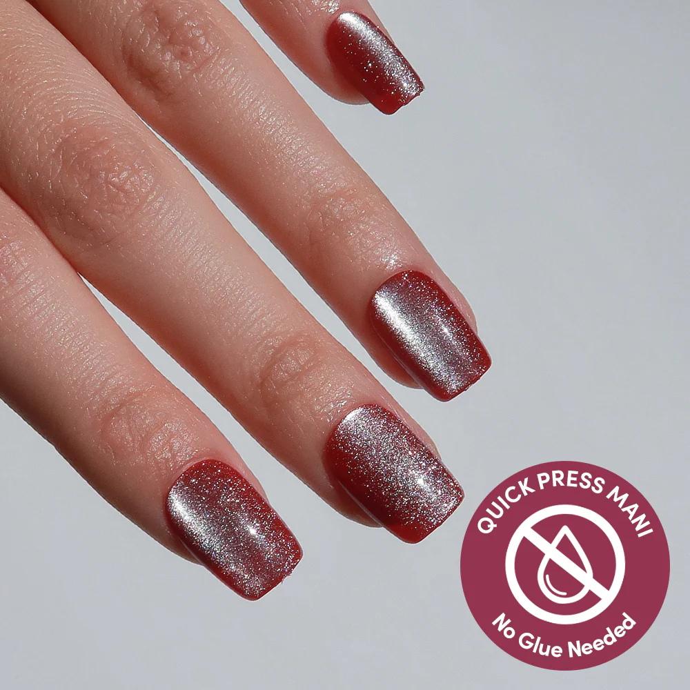 Red Allure press-on nails in red shade