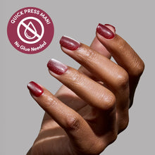 Red Allure press-on nails with velvet finish