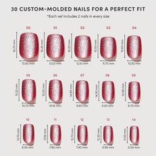 Red Allure press-on nails - square shape, extra short length