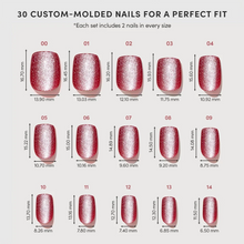 Red Allure press-on nails - square shape, extra short length