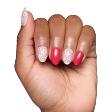 Red Blossom press-on nails - oval shape, short length