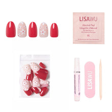 Red Blossom press-on nails with glossy finish