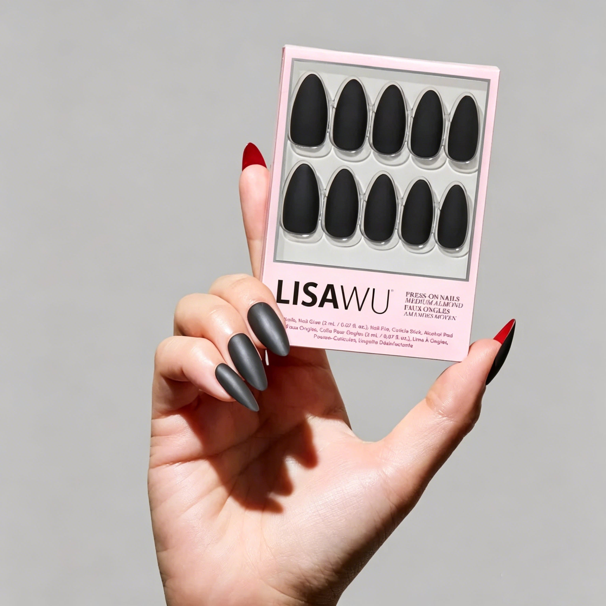 Red Bottom press-on nails with velvet finish