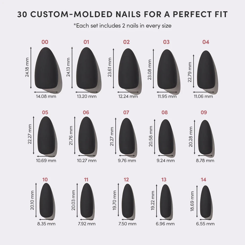 Red Bottom press-on nails - almond shape, medium length