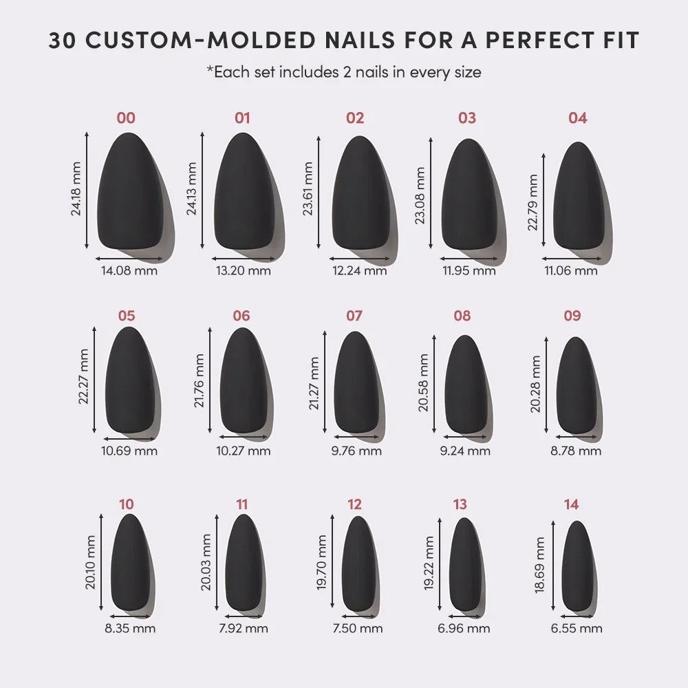 Red Bottom press-on nails - almond shape, medium length