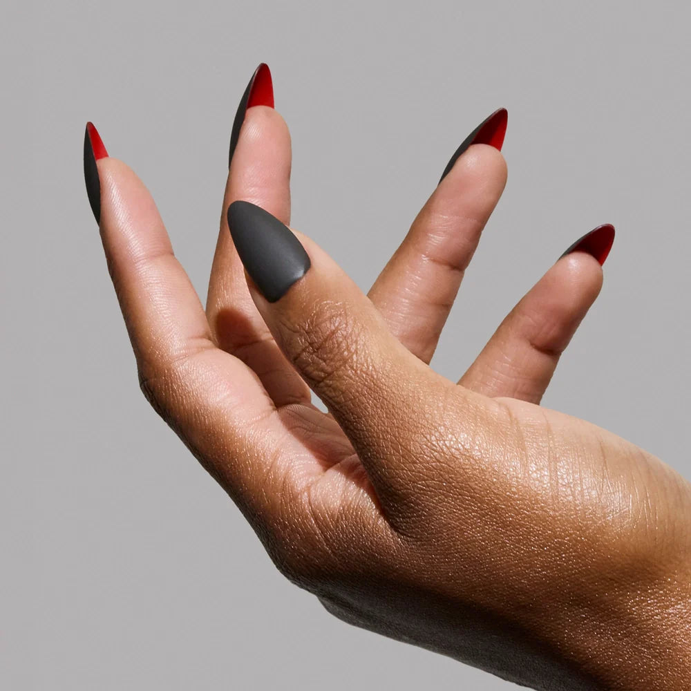 Red Bottom press-on nail design - matte style detail