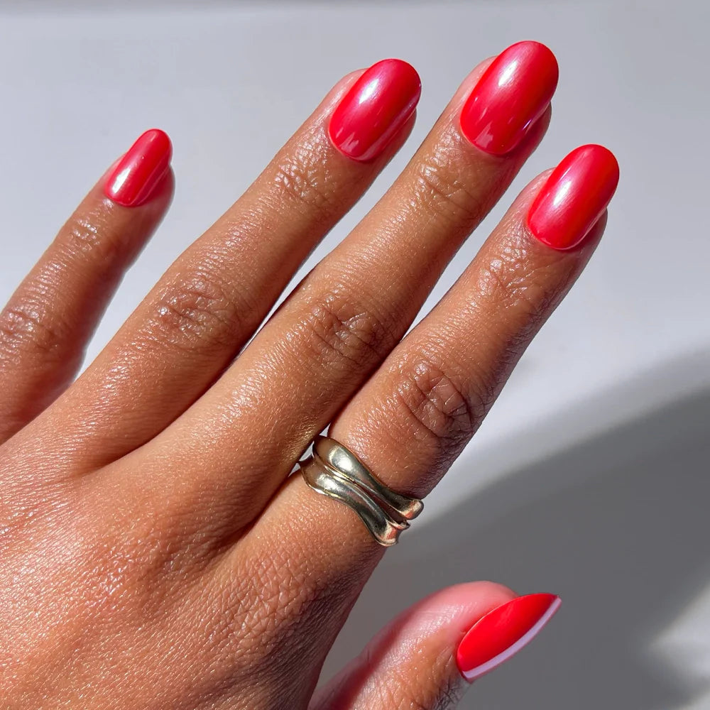 Red Confidence press-on nails in red shade