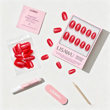 Red Confidence press-on nails with glossy finish