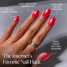 Red Confidence press-on nails - round shape, short length