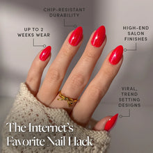 Red Flag press-on nails - almond shape, short length