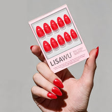 Red Flag press-on nails with glazed finish