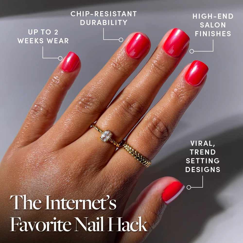 Red Legacy press-on nail design - solid color style detail