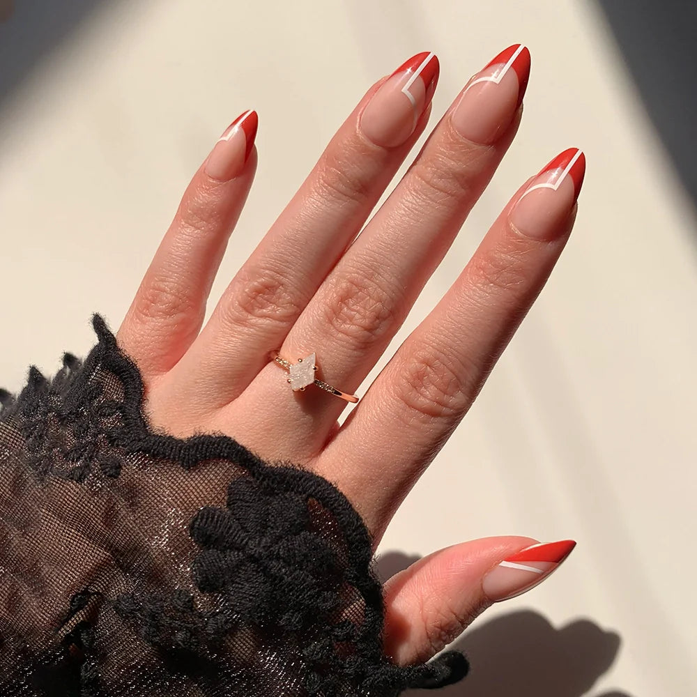 Red Martini press-on nails in nude shade