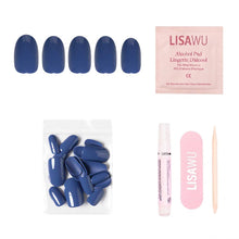 Regal Blue press-on nails with glossy finish