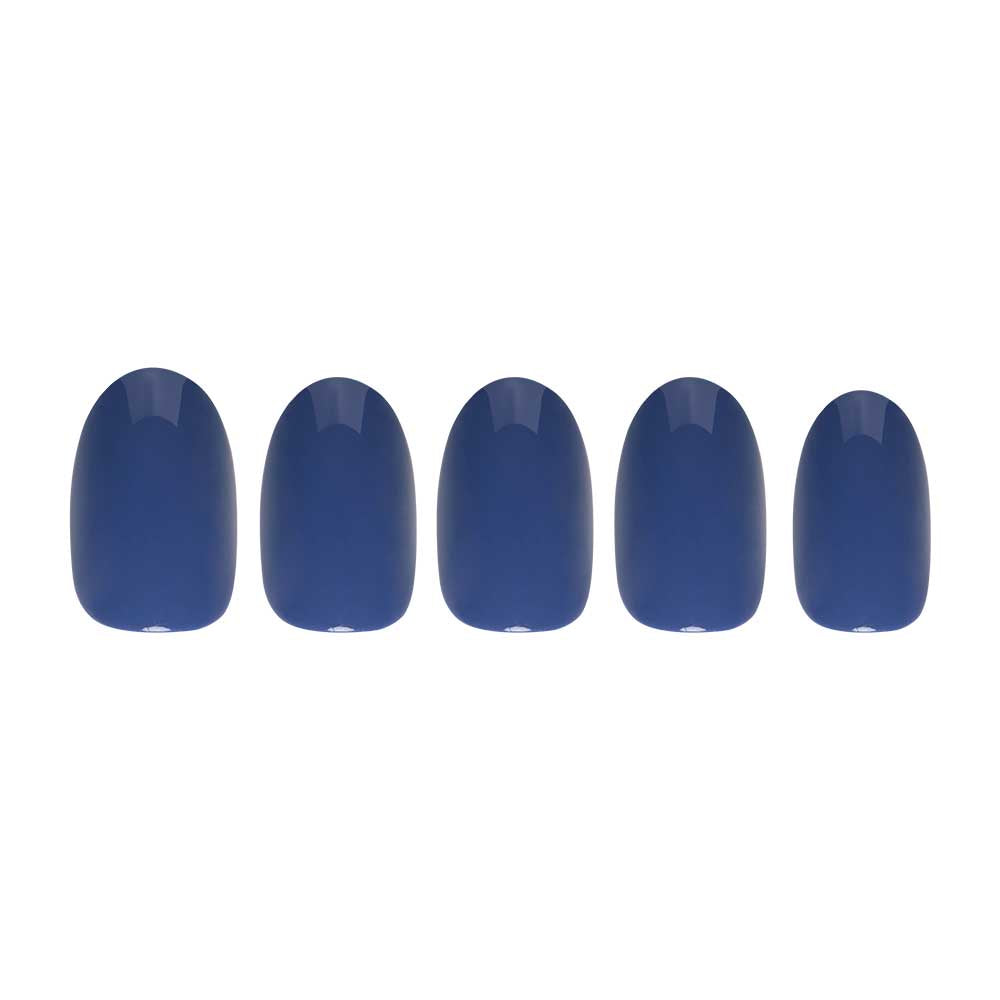 Regal Blue press-on nails - round shape, short length