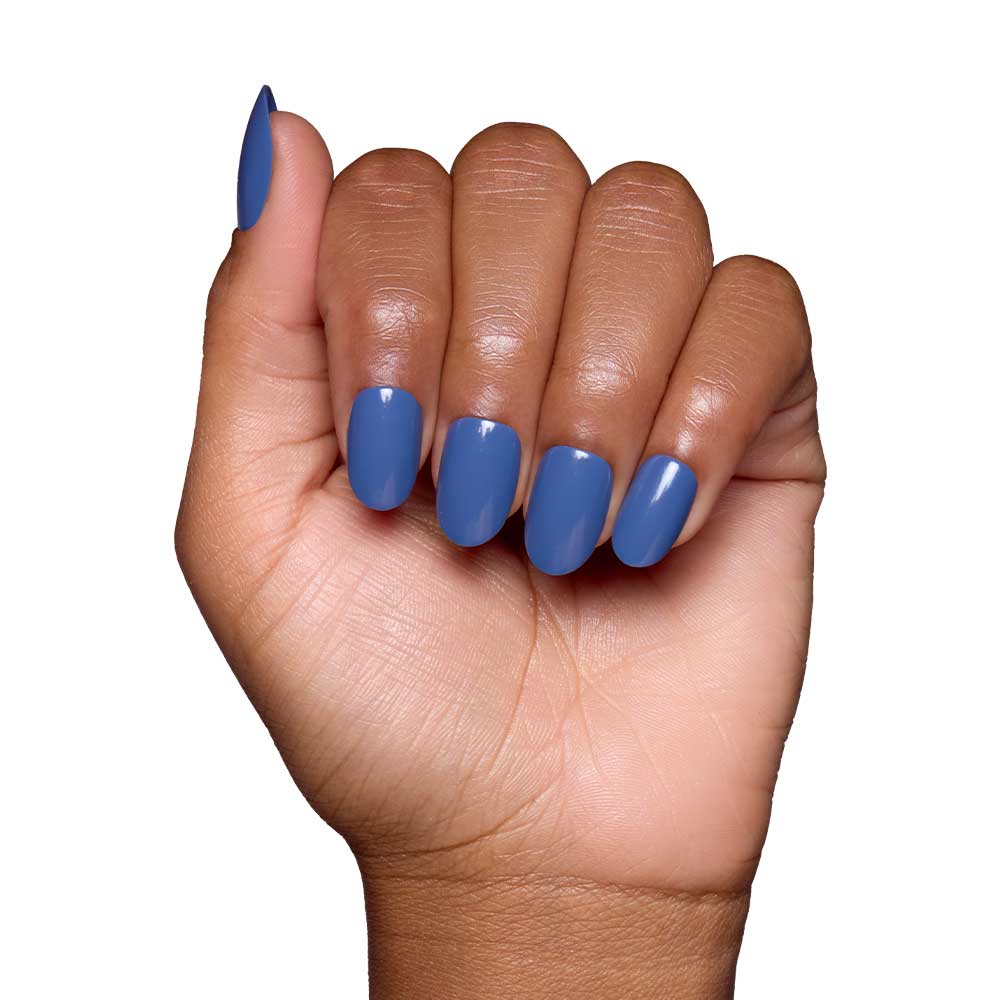 Regal Blue press-on nail design - solid color style detail