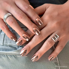 Rose Gold press-on nails - squoval shape, short length